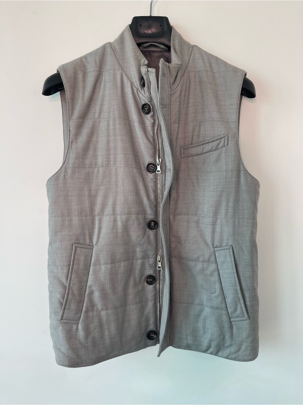 Eleventy First Class light gray wool/silk vest